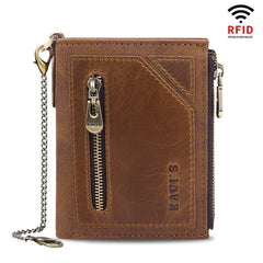 Men's RFID Blocking Leather Wallet Retro Style Multi-function Genuine Leather