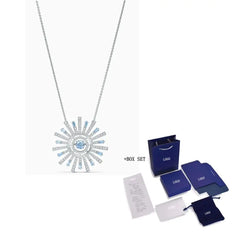 Sun Pendant Flower Shape Crystal Chain Women Necklace