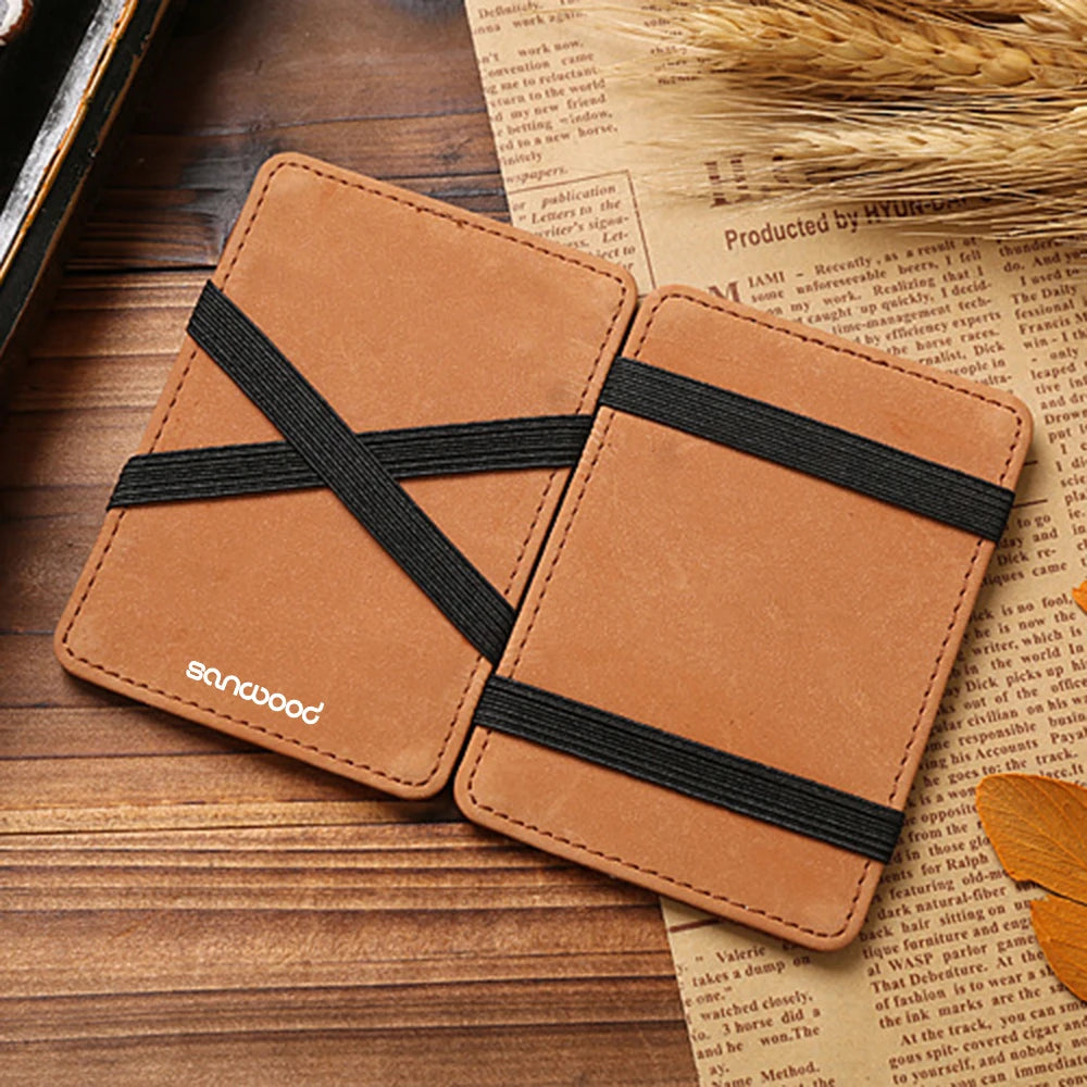Men Leather Bifold Magic Wallet Elastic Band Holder Durable Wallet BUZ9