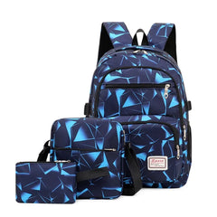 3pcs/Set High School Bags for Women Boys One Shoulder Bag Male Backpacks