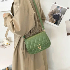 Diamond Lattice Women Bag Crossbody Shoulder Handbag Retro PU Leather
