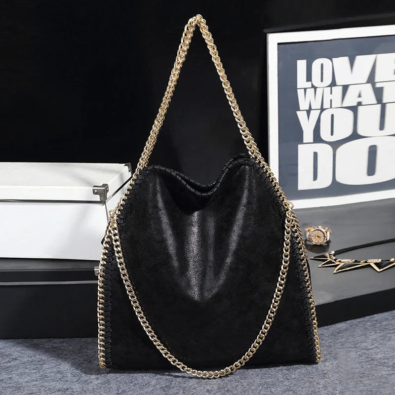 Autumn Winter Frosted Material Handbag Chain Woven Foldable Lady's Shoulder Bag