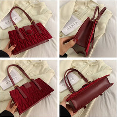 Autumn Winter Faux Fur Shoulder Bag for Women Thread Handbags Solid Pouch