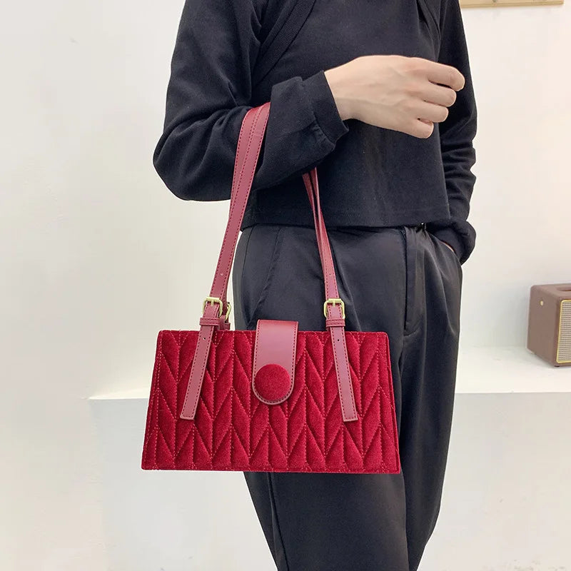 Autumn Winter Faux Fur Shoulder Bag for Women Thread Handbags Solid Pouch