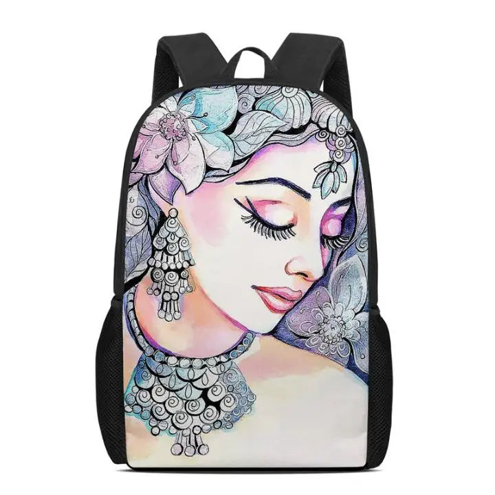 Indian Bride Pattern Mini Backpack for Teen Girls