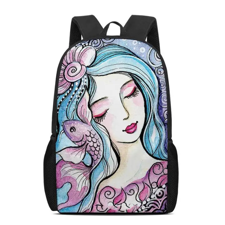 Indian Bride Pattern Mini Backpack for Teen Girls