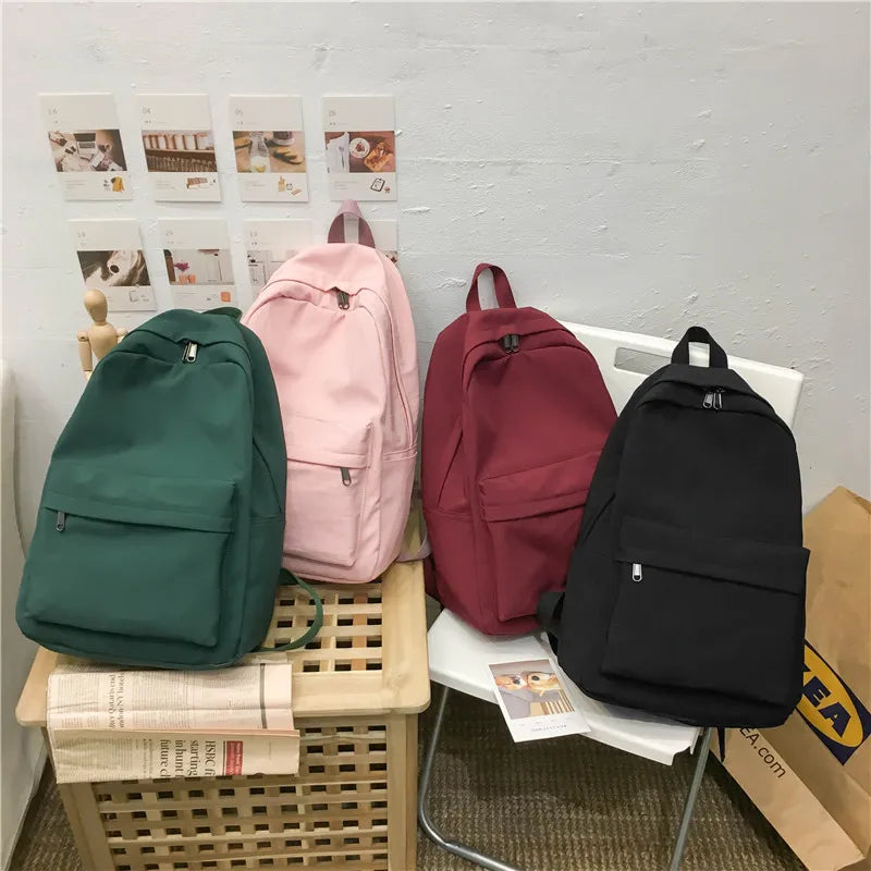 Solid Women Backpack Shoulder Bag School Bag Teenage Girl