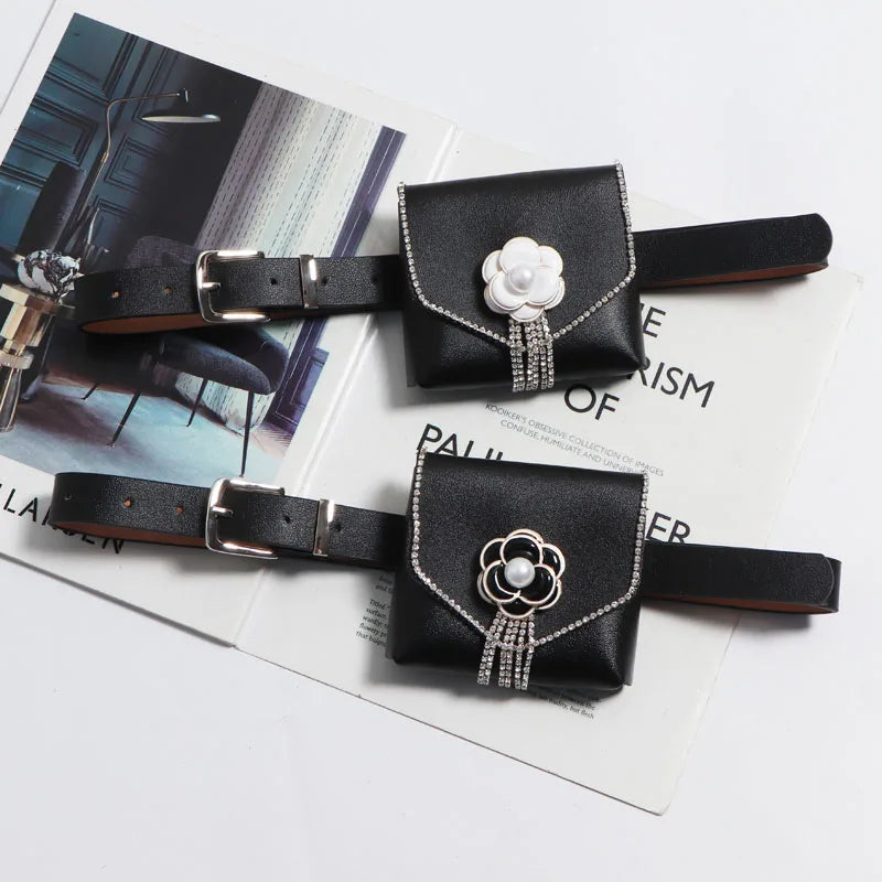 Rhinestone Waist Pack Mini Square Flap Bag Fanny Pack Women
