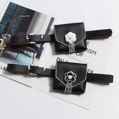 Rhinestone Waist Pack Mini Square Flap Bag Fanny Pack Women