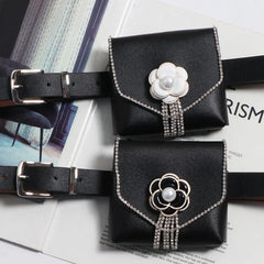 Rhinestone Waist Pack Mini Square Flap Bag Fanny Pack Women