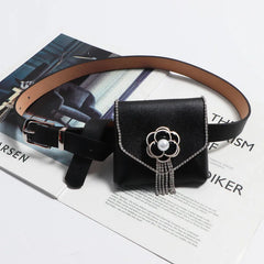 Rhinestone Waist Pack Mini Square Flap Bag Fanny Pack Women