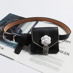 Rhinestone Waist Pack Mini Square Flap Bag Fanny Pack Women
