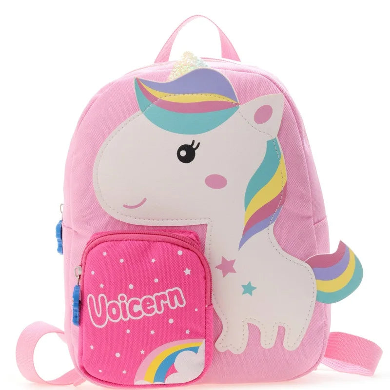 Giraffe Kids School Bags Cartoon Canvas Backpack for Boys Girls