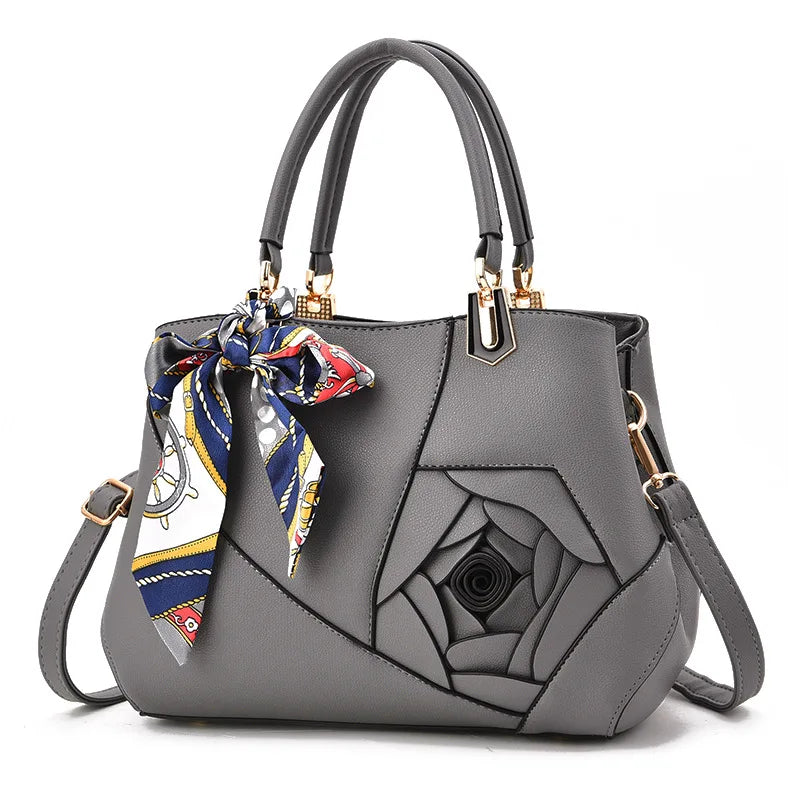 Casual High Crossbody Messenger Bag for Women, Rose Bow Shoulder Handbag