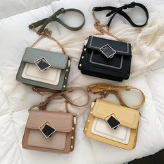 Chain PU Leather Crossbody Bags Small Shoulder Messenger Bag