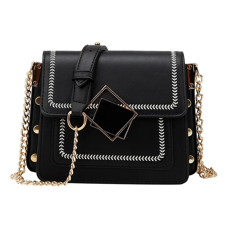 Chain PU Leather Crossbody Bags Small Shoulder Messenger Bag