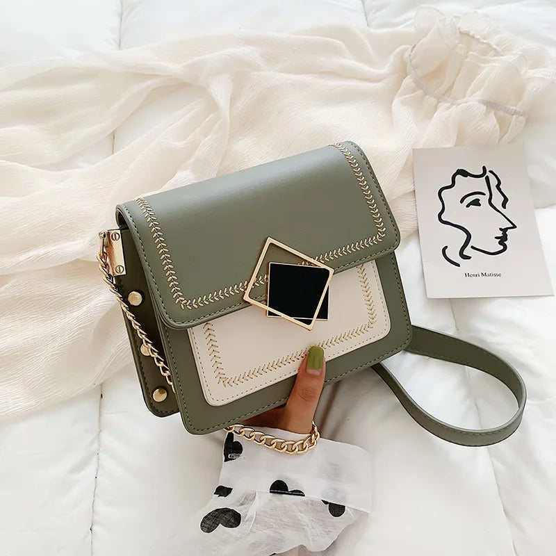 Chain PU Leather Crossbody Bags Small Shoulder Messenger Bag