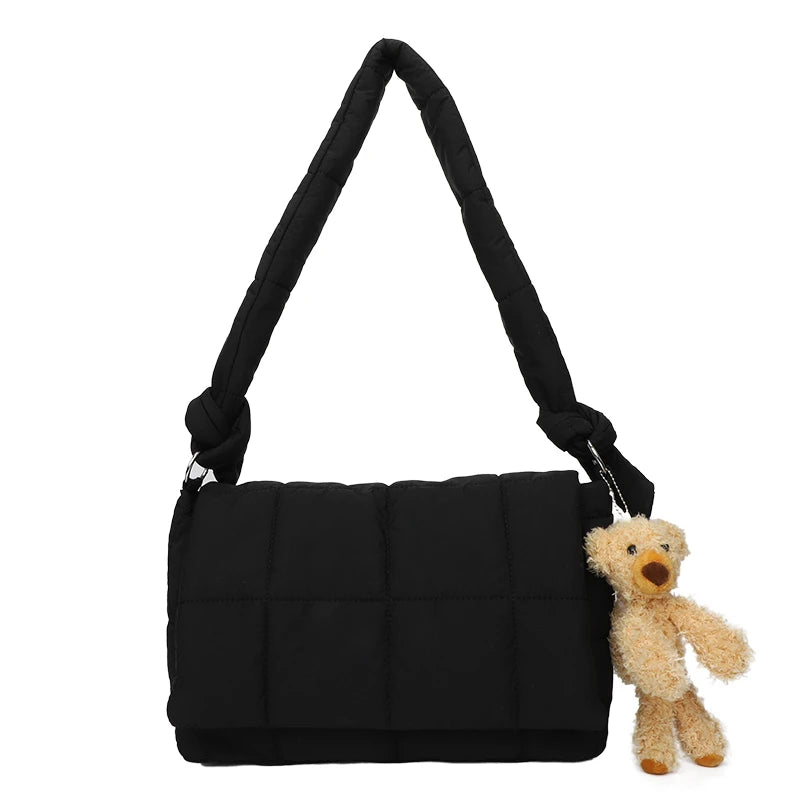 Quilted Shoulder Bag Nylon Shopper Crossbody Handbags