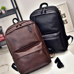 PU Leather Double Bib Backpack for Men