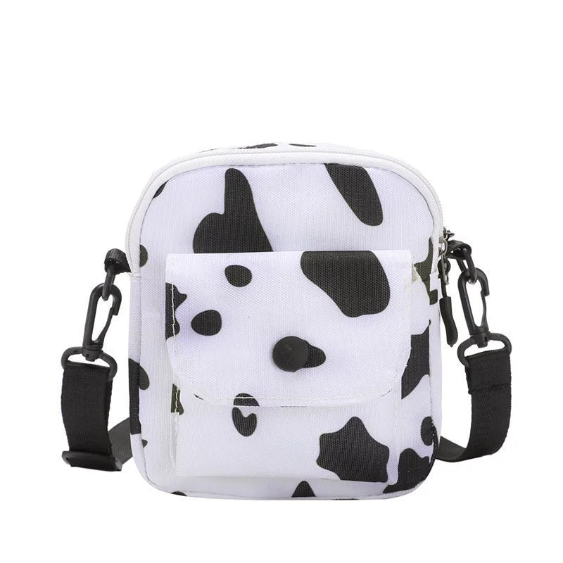 Cow Print Small Square Bag Canvas Crossbody Bag For Women