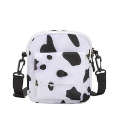 Cow Print Small Square Bag Canvas Crossbody Bag For Women