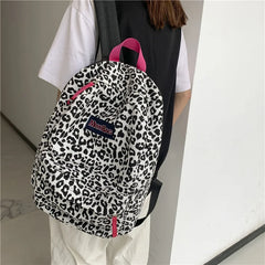 Cow Print Sport Backpack Leopard Print Unisex School Bags