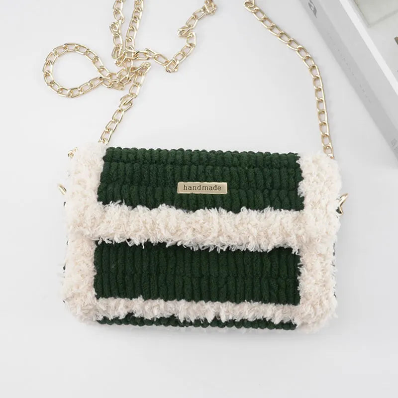 Hand-Woven Wool Shoulder Bag for Women