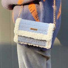 Hand-Woven Wool Shoulder Bag for Women