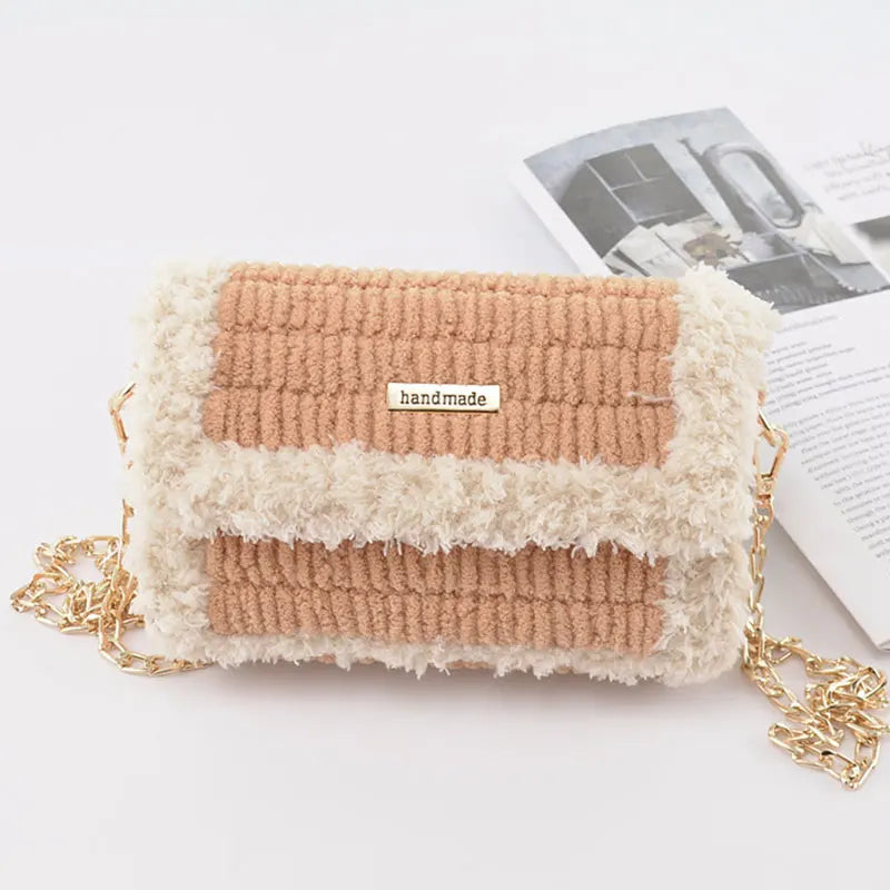 Hand-Woven Wool Shoulder Bag for Women