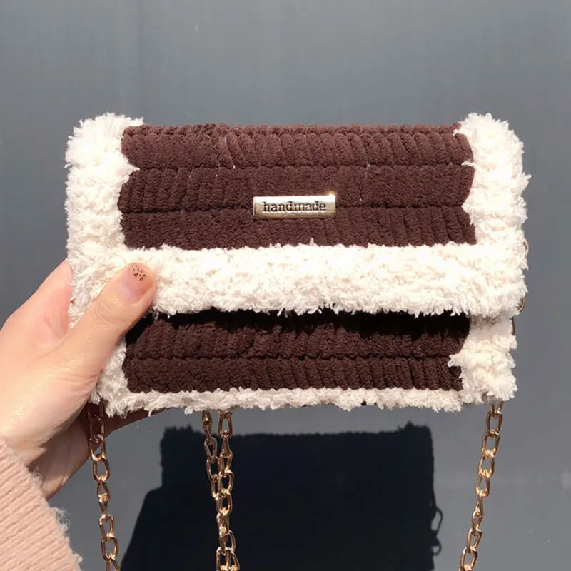 Hand-Woven Wool Shoulder Bag for Women