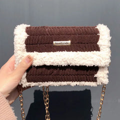 Hand-Woven Wool Shoulder Bag for Women