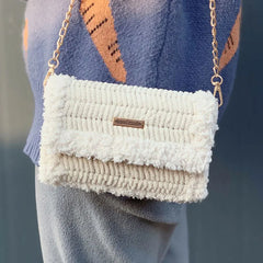 Hand-Woven Wool Shoulder Bag for Women