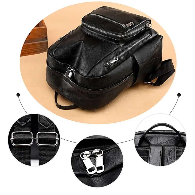 Leather Backpack High Female Shoulder Bag Casual Backpack Purse School Bag