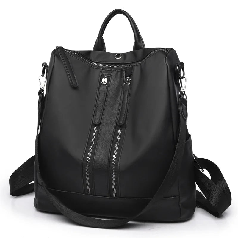 Spring Oxford Cloth Double Zipper Backpack Handbags