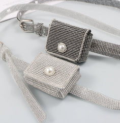 European Bling Mini Waist Pack For Women Silver PVC Waist belt with Coin Bag