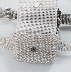 European Bling Mini Waist Pack For Women Silver PVC Waist belt with Coin Bag