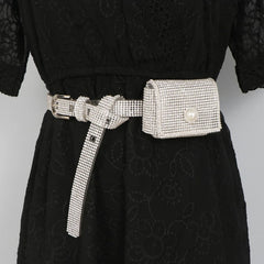 European Bling Mini Waist Pack For Women Silver PVC Waist belt with Coin Bag