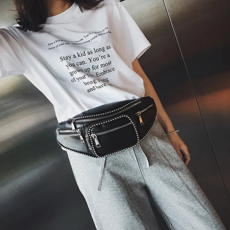 Leather Chain Crossbody Messenger Bag