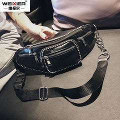 Leather Chain Crossbody Messenger Bag