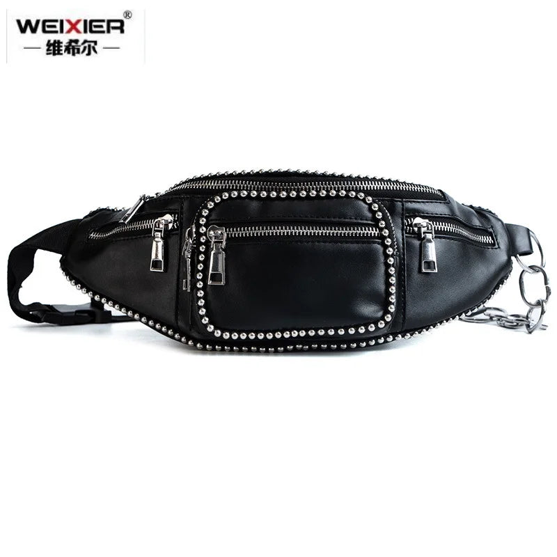 Leather Chain Crossbody Messenger Bag