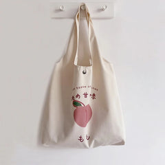 Japanese Peach Print Tote Bag for Women