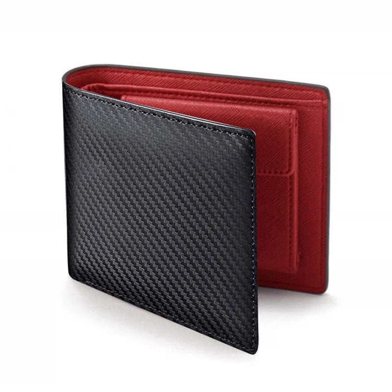Carbon Fiber Men's Leather Wallet Long Wallet Women's Short Wallet