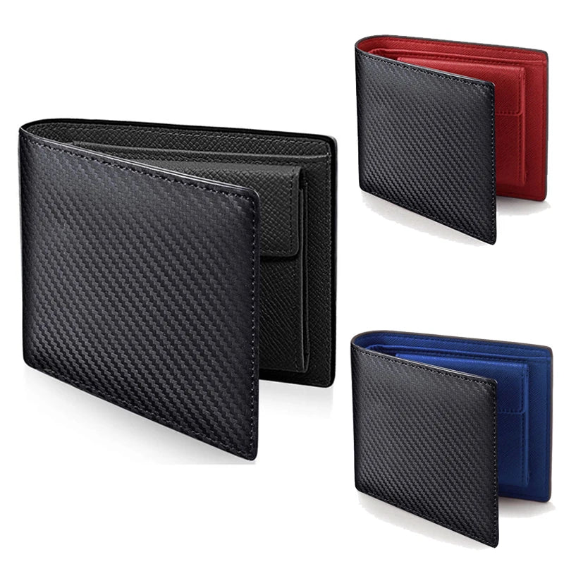 Carbon Fiber Men's Leather Wallet Long Wallet Women's Short Wallet