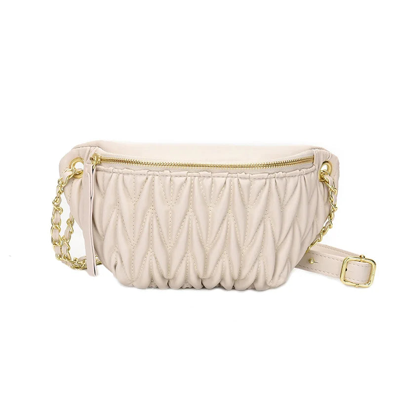 Women's PU Leather Waist Bag Travel Phone Pouch Solid Crossbody Fanny Pack