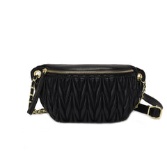 Women's PU Leather Waist Bag Travel Phone Pouch Solid Crossbody Fanny Pack