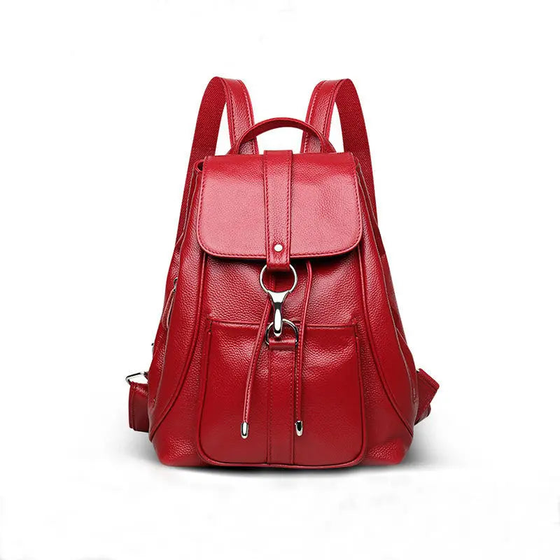 Men Leather Backpack School Bag Women Travel Rucksack Bolsas