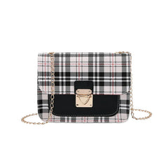 Grid Women Small Square Shoulder Bag Chain Mobile Phone Satchel