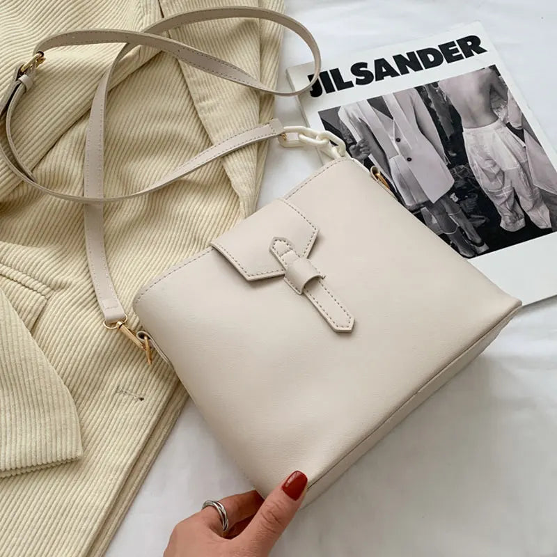 Large Capacity Women's Bucket Bag PU Leather Shoulder Bag Crossbody