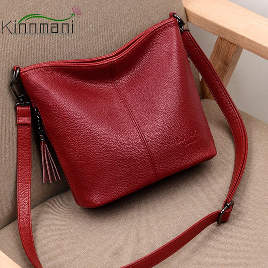 Lychee Pattern Tassel Women Handbag Ladies Shoulder Bag