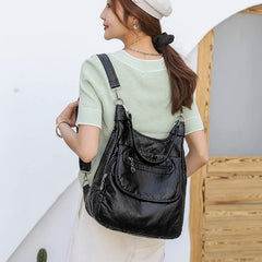 Multifunctional Leather Backpack Women's Shoulder Bag